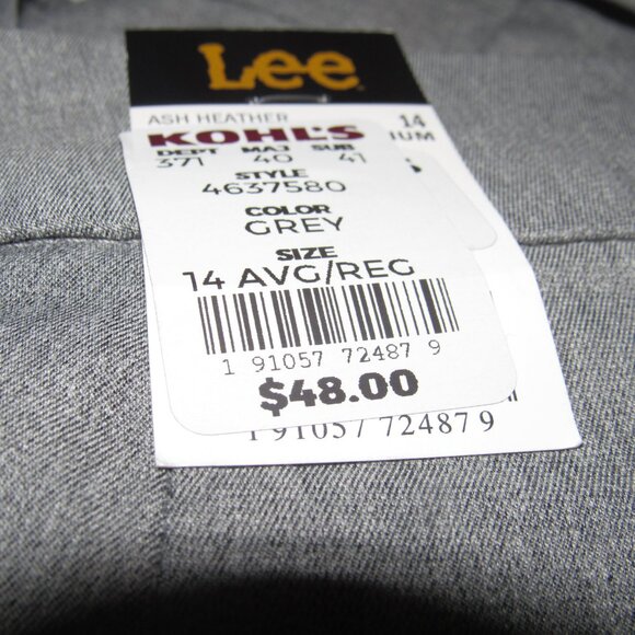 NWT LEE Mid Rise Straight Leg Wrinkle Free Gray Career Pants Size 14 Medium - Picture 7 of 8
